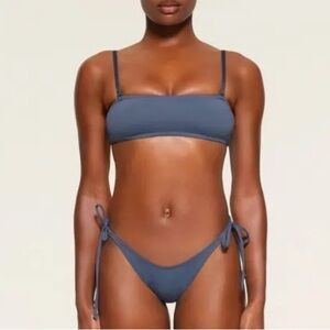 Skims Swim Micro Bandeau Bikini Top, Denim Wash, 3X - New